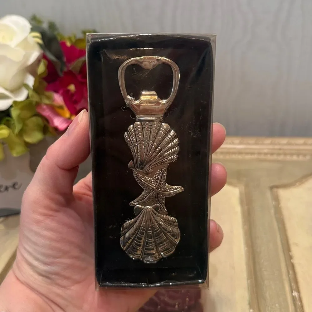 Ganz Seashell Bottle Opener Silver Tone Coastal Beach Cottage NEW
